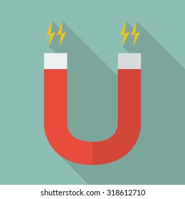 Magnet Flat Icon With Long Shadow