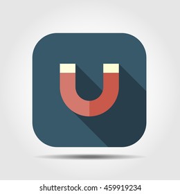 magnet flat icon with long shadow, vector illustration