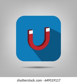 magnet flat icon with long shadow