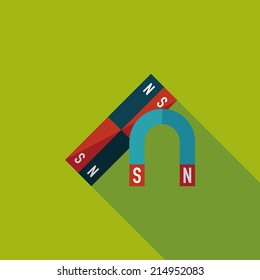 Magnet flat icon with long shadow,eps10