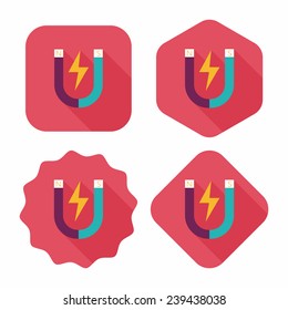 Magnet flat icon with long shadow,eps10