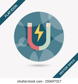 Magnet flat icon with long shadow,eps10