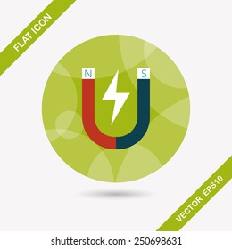 Magnet flat icon with long shadow,eps10
