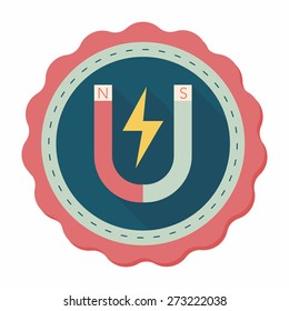 Magnet flat icon with long shadow,eps10