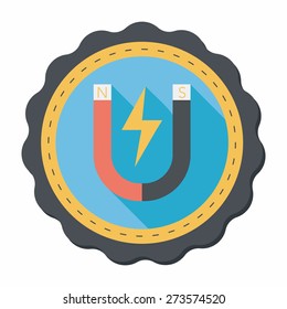 Magnet flat icon with long shadow,eps10