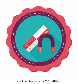 Magnet flat icon with long shadow,eps10