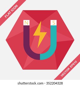 Magnet flat icon with long shadow,eps10