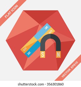 Magnet flat icon with long shadow,eps10