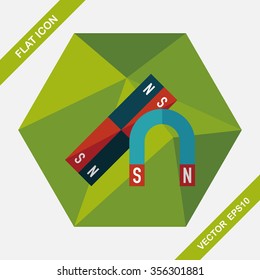Magnet flat icon with long shadow,eps10