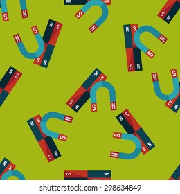 Magnet flat icon,eps10 seamless pattern background