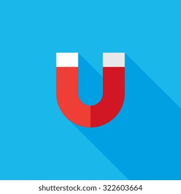 Magnet Flat Long Shadow Icon