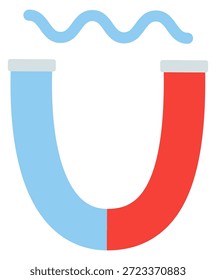 Icono de color de fuerza magnética. Atracción de poder de la física