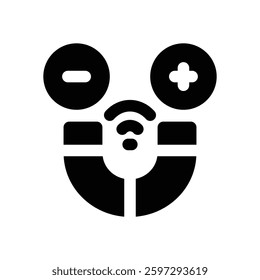 magnet glyph icon. Strong and solid vector icon for websites, mobile interfaces, presentations, and visual branding. High quality and easy to edit.