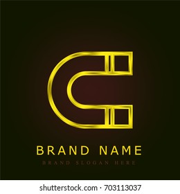 Magnet golden metallic logo