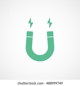 Magnet Green Flat Icon On White Background
