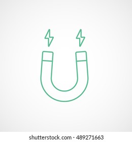 Magnet Green Line Icon On White Background