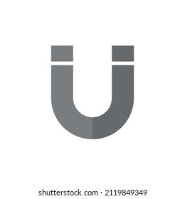 Magnet grey flat vector icon