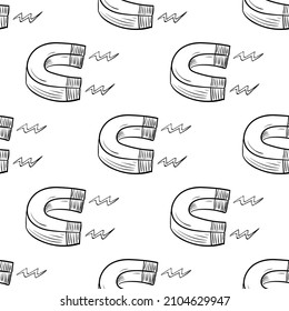 Magnet hand drawn sketch. Seamless pattern.