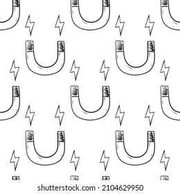 Magnet hand drawn sketch. Seamless pattern.