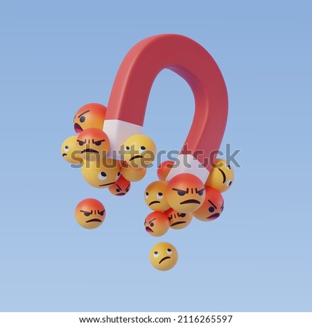 Magnet of hate speech with emoticon. Dislike and hate speech in social media concept.