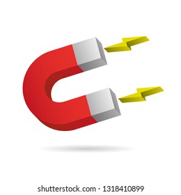 Magnet icon 3d. Vector illustration - Vector