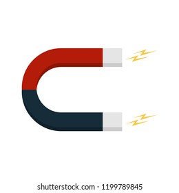 Magnet icon, attraction, on the white background. Flat design. Vector. 