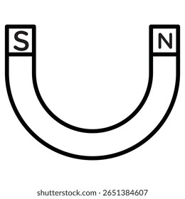 Ícone de ímã Vetor de sinal plano de contorno preto e branco