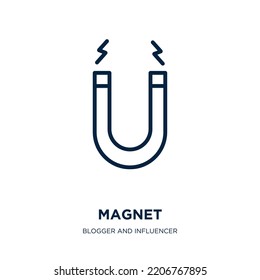 magnet icon from blogger and influencer collection. Thin linear magnet, laboratory, science outline icon isolated on white background. Line vector magnet sign, symbol for web and mobile