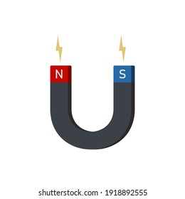 Magnet icon design, physics, attraction sign, magnetism. Vector illustration.