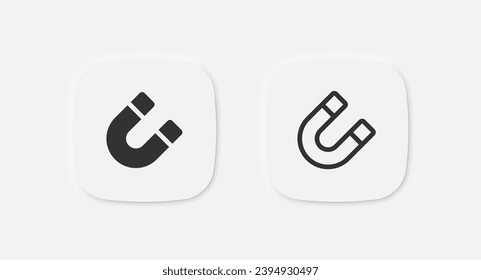 Magnet icon. Electromagnetic sign. Horseshoe symbol. Physics force icons. Vector isolated sign.