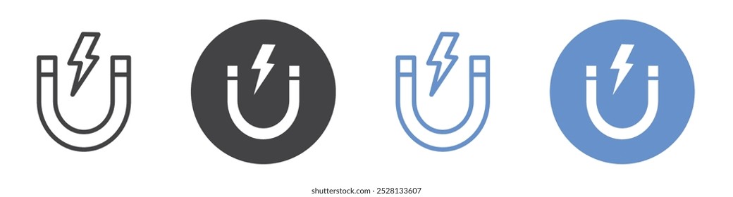 Icono del imán Arte plano en blanco y negro aislado