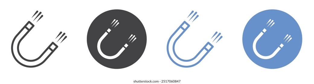 Magnet icon flat line symbol set.