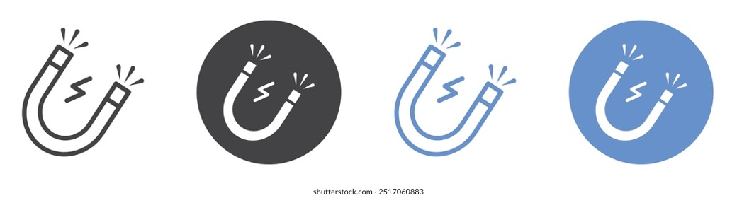 Magnet icon flat line symbol set.