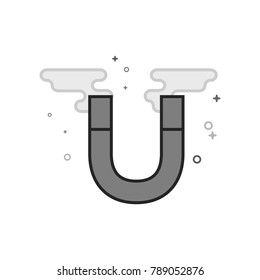 Magnet icon in flat outlined grayscale style. Vector illustration.