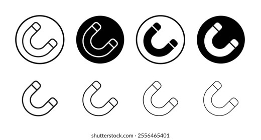 Magnet icon Flat set in black and white color