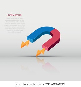 Magnet icon in flat style. Attract vector illustration on white isolated background. Electromagnetic business concept.