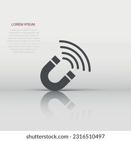 Magnet icon in flat style. Attract vector illustration on white isolated background. Electromagnetic business concept.