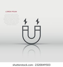 Magnet icon in flat style. Attract vector illustration on white isolated background. Electromagnetic business concept.