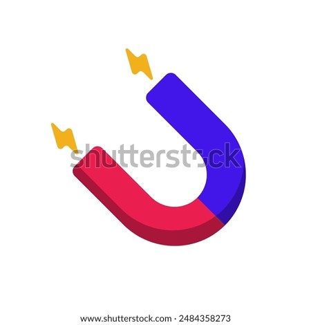 Magnet icon with flat style. Simple magnet vector 