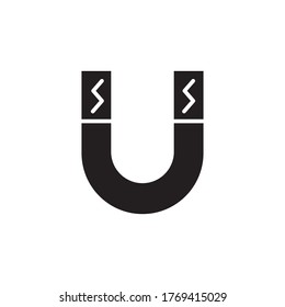 magnet icon glyph vector illustration black style. isolated on white background