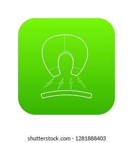 Magnet icon green vector isolated on white background