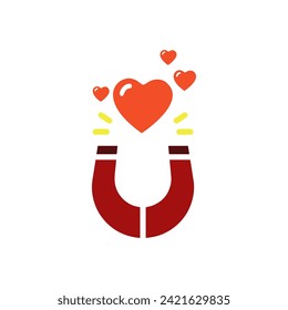 magnet icon, heart attraction on a white background, vector illustration