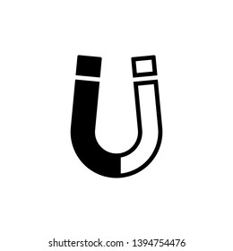 Magnet icon. Horseshoe magnet. Magnetic and attract, physics symbol. Flat design.