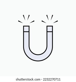 Magnet Icon. Horseshoe Magnetism Symbol - Vector.