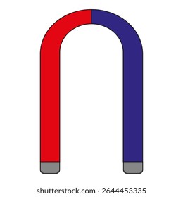 Magnet icon. Horseshoe shape symbol. Red blue poles illustration. Vector image.