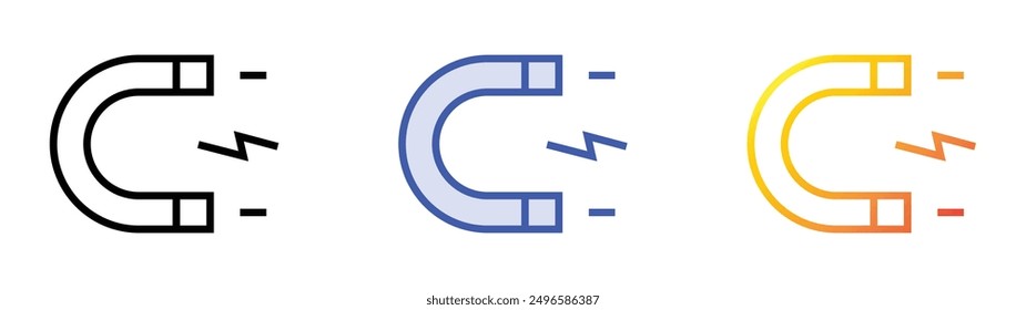 magnet icon. Linear, Blue Fill and Gradient Style Design Isolated On White Background