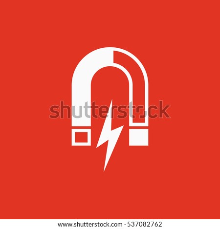Magnet icon. Magnetic and attract, physics symbol. Flat design. Stock - Vector illustration