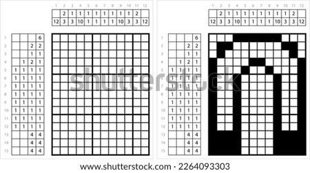 Magnet Icon Nonogram Pixel Art, Magnetic Field Producing Material Vector Art Illustration, Logic Puzzle Game Griddlers, Pic-A-Pix Picture Paint By Numbers