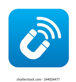 Magnet icon on blue button, clean vector