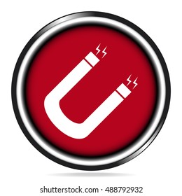 Magnet icon on red button illustration